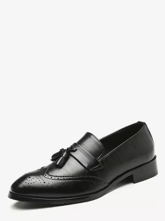 Mocassins à pampilles pour hommes à enfiler à bout pointu à bout golf à talons bas Penny Loafers