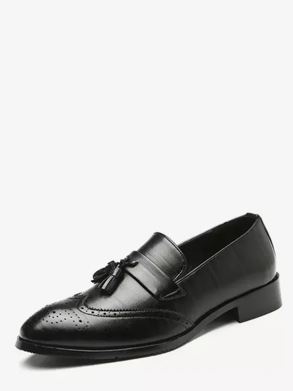 Mocassins à pampilles pour hommes à enfiler à bout pointu à bout golf à talons bas Penny Loafers