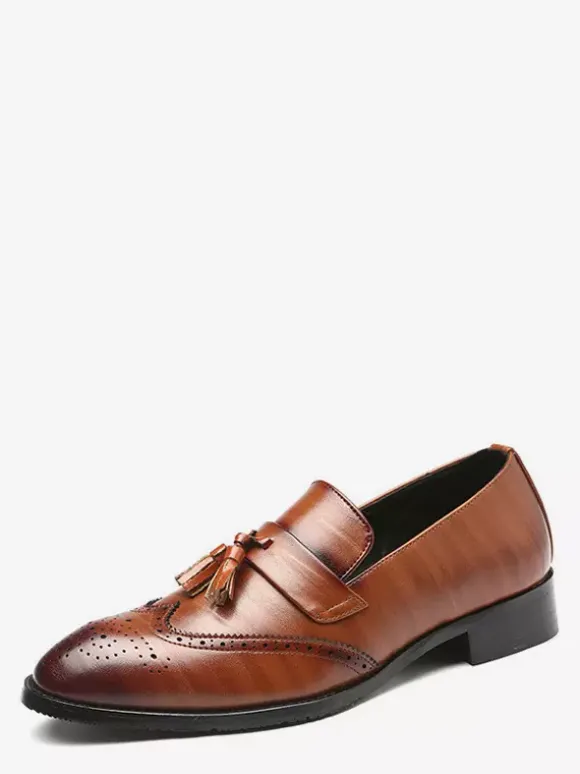 Mocassins à pampilles pour hommes à enfiler à bout pointu à bout golf à talons bas Penny Loafers