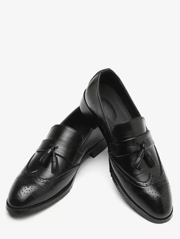 Mocassins à pampilles pour hommes à enfiler à bout pointu à bout golf à talons bas Penny Loafers