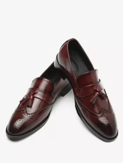 Mocassins à pampilles pour hommes à enfiler à bout pointu à bout golf à talons bas Penny Loafers