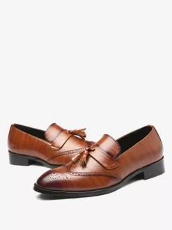 Mocassins à pampilles pour hommes à enfiler à bout pointu à bout golf à talons bas Penny Loafers
