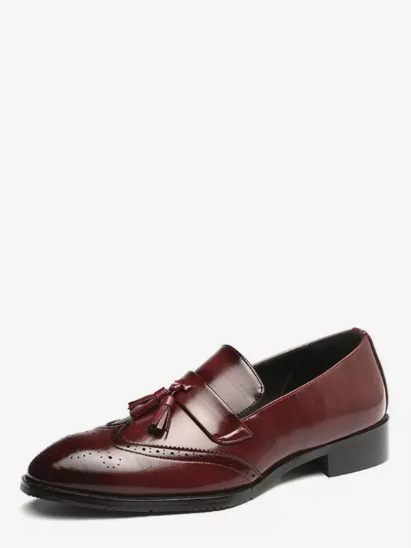 Mocassins à pampilles pour hommes à enfiler à bout pointu à bout golf à talons bas Penny Loafers