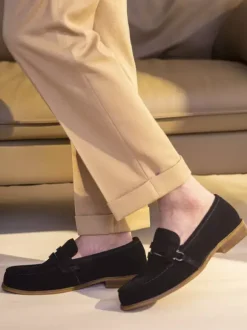 Mocassins Penny Loafer à bout rond en cuir pour homme