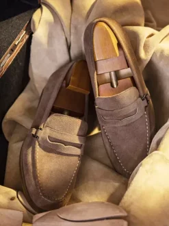 Mocassins Penny Loafer à bout rond en cuir pour homme