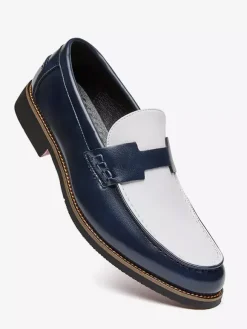 Mocassins Penny pour hommes bout rond patchwork chaussures à enfiler