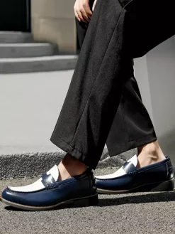 Mocassins Penny pour hommes bout rond patchwork chaussures à enfiler
