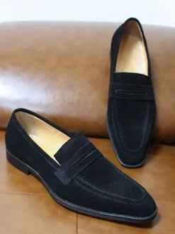 Mocassins Penny pour hommes chaussures décontractées en daim en cuir souple et respirant confortables et décontractées