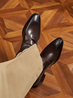 Mocassins Penny pour hommes chaussures de bal et de mariage en cuir de vache à enfiler