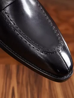 Mocassins Penny pour hommes chaussures de bal et de mariage en cuir de vache à enfiler