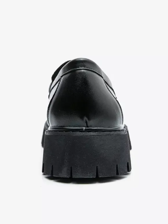 Mocassins Penny pour hommes en cuir antidérapant à plateforme chaussures à enfiler épaisses bout rond semelle crantée chaussures décontractées et formelles