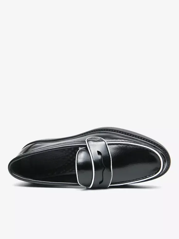 Mocassins à plateforme en cuir pour hommes chaussures confortables pour le travail et les affaires.