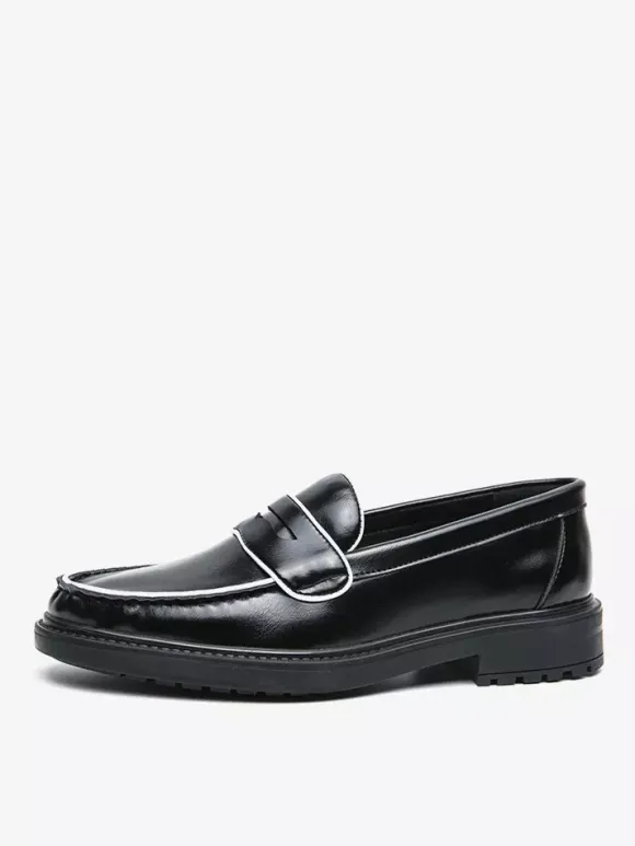Mocassins à plateforme en cuir pour hommes chaussures confortables pour le travail et les affaires.