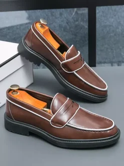 Mocassins à plateforme en cuir pour hommes chaussures confortables pour le travail et les affaires.
