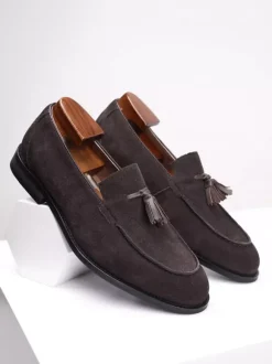 Mocassins pour hommes bout rond en daim chaussures plates décontractées