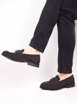 Mocassins pour hommes bout rond en daim chaussures plates décontractées