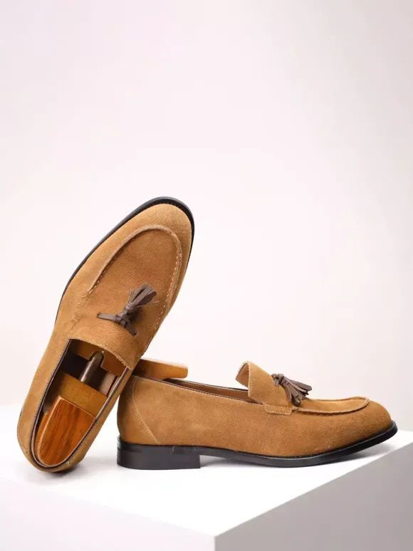 Mocassins pour hommes bout rond en daim chaussures plates décontractées