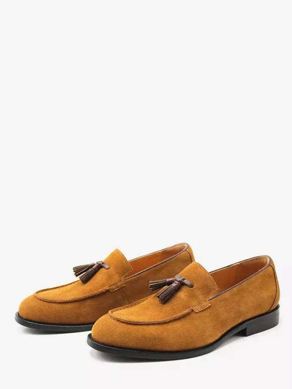 Mocassins pour hommes bout rond en daim chaussures plates décontractées