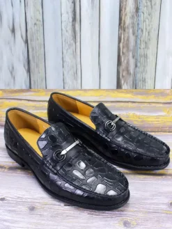 Mocassins pour hommes en cuir à motif crocodile chaussures décontractées et d'affaires