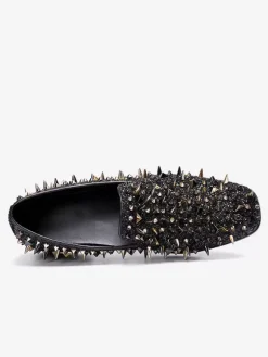 Mocassins à rivets pour hommes chaussures de mariage à bout rond à enfiler pour bal de fin d'année