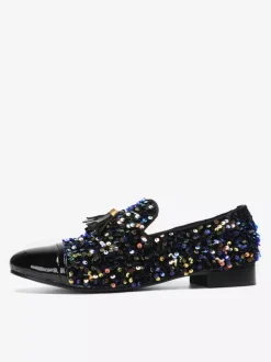 Mocassins à rivets pour hommes chaussures en cuir à paillettes chaussures de bal de fin d'année à paillettes chaussures de mariage