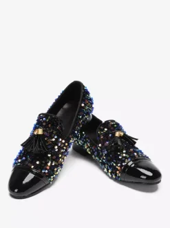 Mocassins à rivets pour hommes chaussures en cuir à paillettes chaussures de bal de fin d'année à paillettes chaussures de mariage