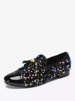 Mocassins à rivets pour hommes chaussures en cuir à paillettes chaussures de bal de fin d'année à paillettes chaussures de mariage