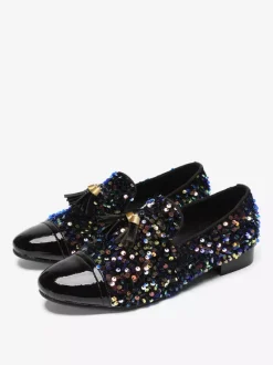 Mocassins à rivets pour hommes chaussures en cuir à paillettes chaussures de bal de fin d'année à paillettes chaussures de mariage