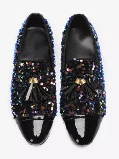 Mocassins à rivets pour hommes chaussures en cuir à paillettes chaussures de bal de fin d'année à paillettes chaussures de mariage