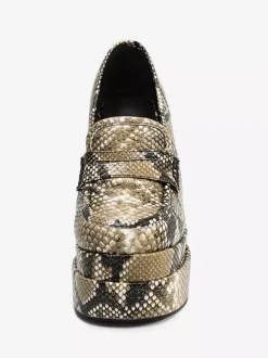 Mocassins à talons hauts plateforme à motif serpent bout rond escarpins à talons épais