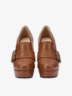 Mocassins à talons hauts pour femmes escarpins à enfiler avec boucle à plateforme et talon épais