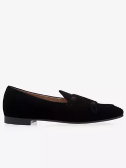 Mocassins velours noir pour hommes Chaussures de Mariage Soirée bout rond