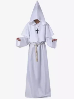 Moine Costume Déguisements Halloween Robe Unisexe Femme Homme À Capuche Du Moyen Âge Cosplay Bal Masqué Bourgogne