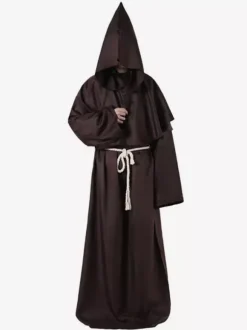 Moine Costume Déguisements Halloween Robe Unisexe Femme Homme À Capuche Du Moyen Âge Cosplay Bal Masqué Bourgogne