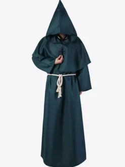 Moine Costume Déguisements Halloween Robe Unisexe Femme Homme À Capuche Du Moyen Âge Cosplay Bal Masqué Bourgogne