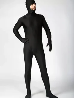 Morph Suit Black Spandex Zentai Suit Déguisements Halloween Open Face Zentai Bodysuit