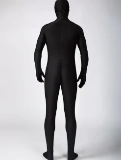 Morph Suit Black Spandex Zentai Suit Déguisements Halloween Open Face Zentai Bodysuit