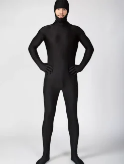Morph Suit Black Spandex Zentai Suit Déguisements Halloween Open Face Zentai Bodysuit