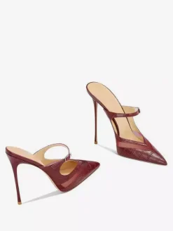 Mules à talons hauts à motif pierre chaussures à enfiler à talon aiguille