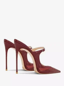 Mules à talons hauts à motif pierre chaussures à enfiler à talon aiguille