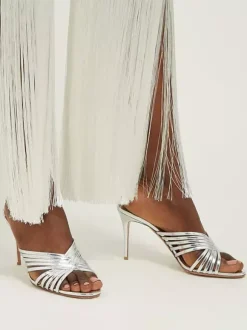 Mules à talons hauts bout ouvert lanières talon aiguille chaussures de fête