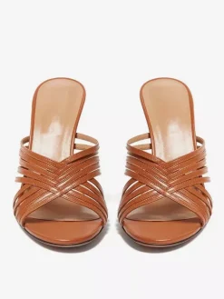 Mules à talons hauts bout ouvert lanières talon aiguille chaussures de fête