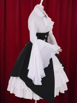 Multicolor Lolita Robe Classique boutons Manches Longues Déguisements Halloween