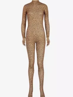 Multicolor Leopard imprimer Zentai Slim Fit Jumpsuit de Spandex pour femmes Déguisements Halloween