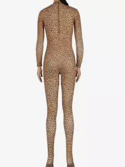 Multicolor Leopard imprimer Zentai Slim Fit Jumpsuit de Spandex pour femmes Déguisements Halloween