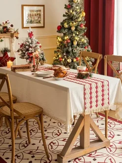 Nappe Costumes De Vacances Carreaux Polyester De Noël Rouge