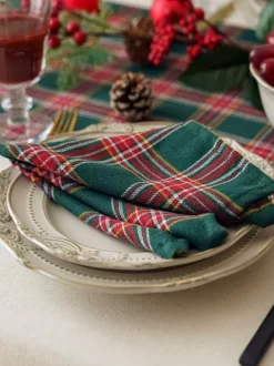Nappe Costumes De Vacances Carreaux Polyester De Noël Vert