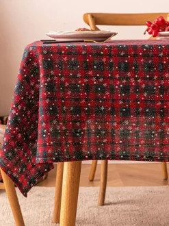 Nappe Costumes de vacances de Noël à carreaux de polyester en fibre de polyester de Noël vert foncé