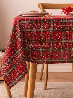 Nappe Costumes de vacances de Noël à carreaux de polyester en fibre de polyester de Noël vert foncé