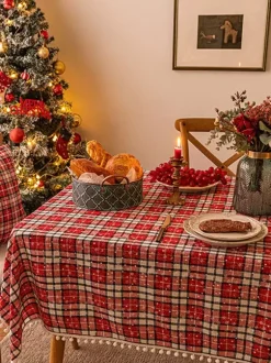 Nappe Costumes de vacances de Noël à carreaux blanche de Noël